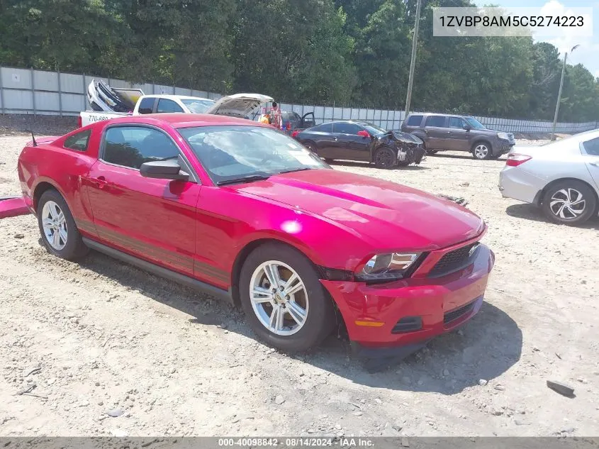 2012 Ford Mustang V6 VIN: 1ZVBP8AM5C5274223 Lot: 40098842