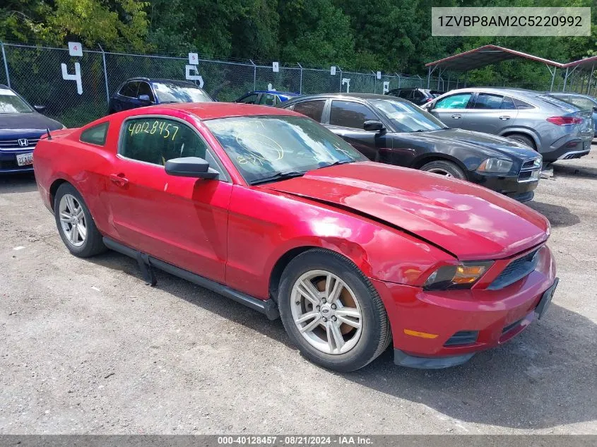 2012 Ford Mustang VIN: 1ZVBP8AM2C5220992 Lot: 40128457