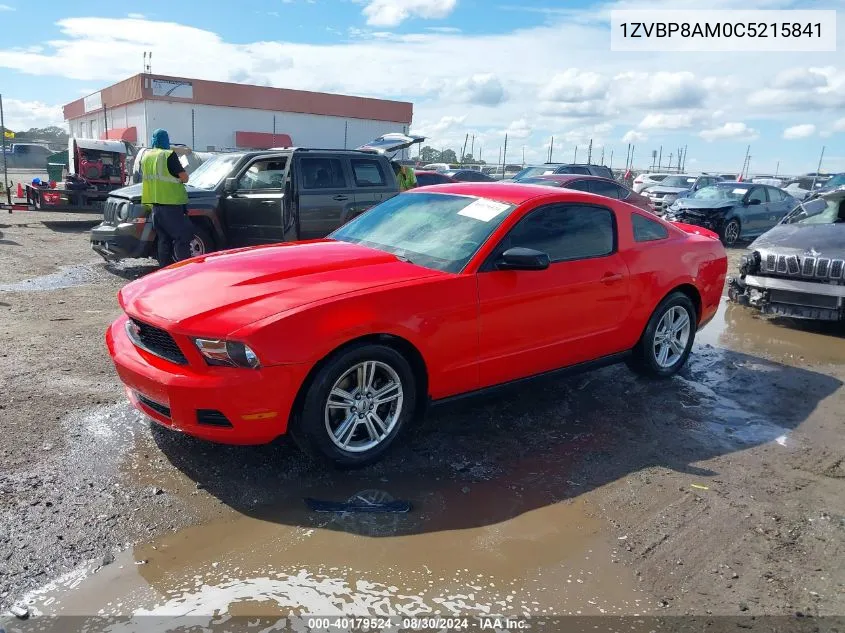 2012 Ford Mustang V6 VIN: 1ZVBP8AM0C5215841 Lot: 40179524