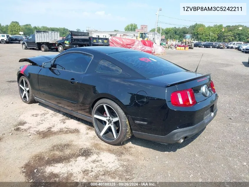 2012 Ford Mustang V6 VIN: 1ZVBP8AM3C5242211 Lot: 40188325