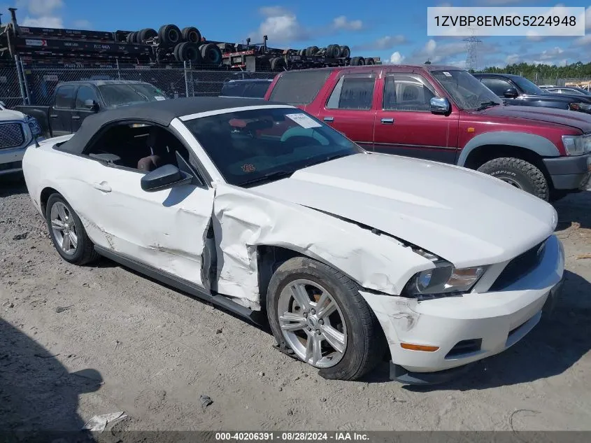 2012 Ford Mustang V6 VIN: 1ZVBP8EM5C5224948 Lot: 40206391