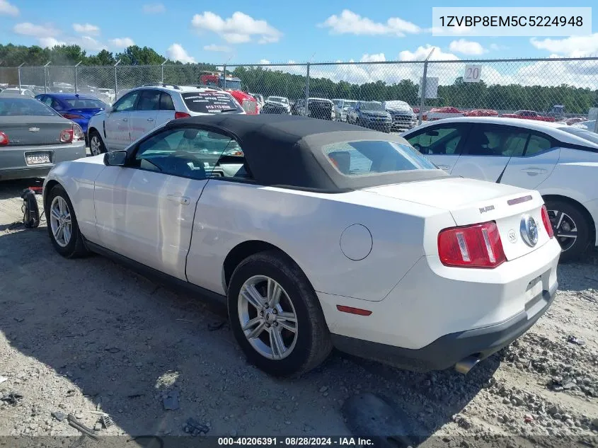 2012 Ford Mustang V6 VIN: 1ZVBP8EM5C5224948 Lot: 40206391