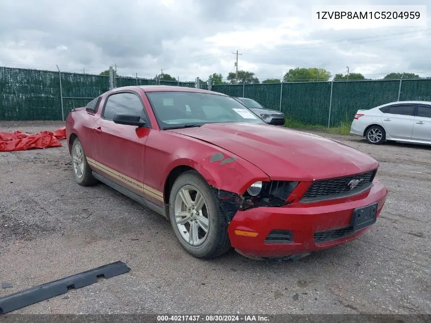 2012 Ford Mustang V6 VIN: 1ZVBP8AM1C5204959 Lot: 40217437