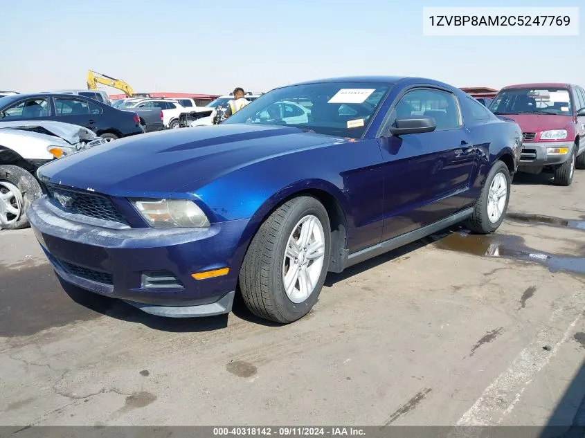 2012 Ford Mustang V6 VIN: 1ZVBP8AM2C5247769 Lot: 40318142