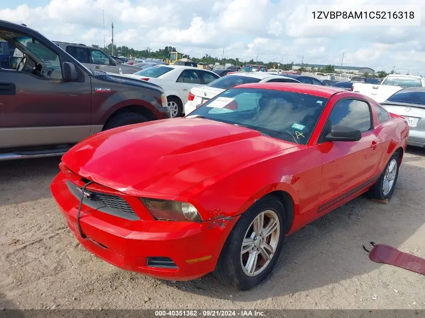 1ZVBP8AM1C5216318 2012 Ford Mustang V6