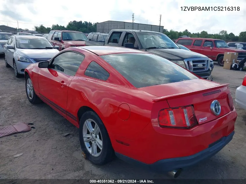 1ZVBP8AM1C5216318 2012 Ford Mustang V6