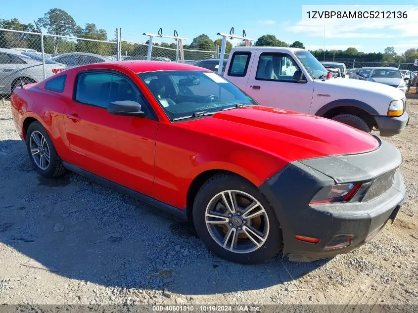 2012 Ford Mustang V6 Premium VIN: 1ZVBP8AM8C5212136 Lot: 40601810