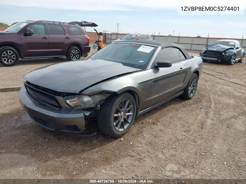 2012 Ford Mustang V6 Premium VIN: 1ZVBP8EM0C5274401 Lot: 40724755