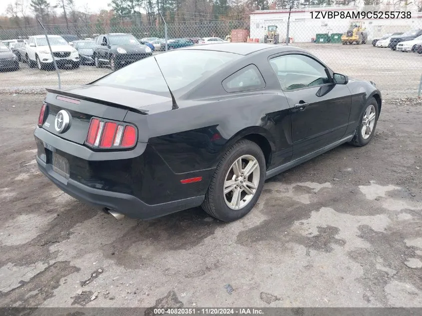 2012 Ford Mustang V6 VIN: 1ZVBP8AM9C5255738 Lot: 40820351