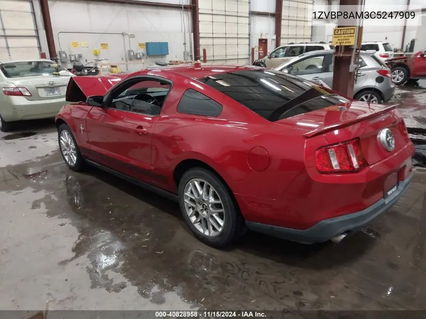 2012 Ford Mustang V6 Premium VIN: 1ZVBP8AM3C5247909 Lot: 40828958