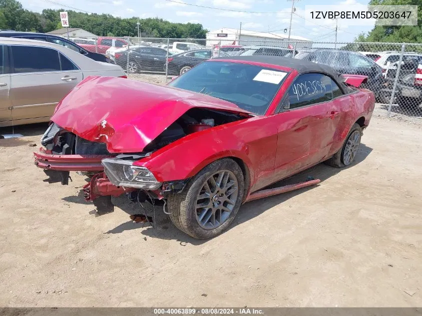 2013 Ford Mustang VIN: 1ZVBP8EM5D5203647 Lot: 40063899