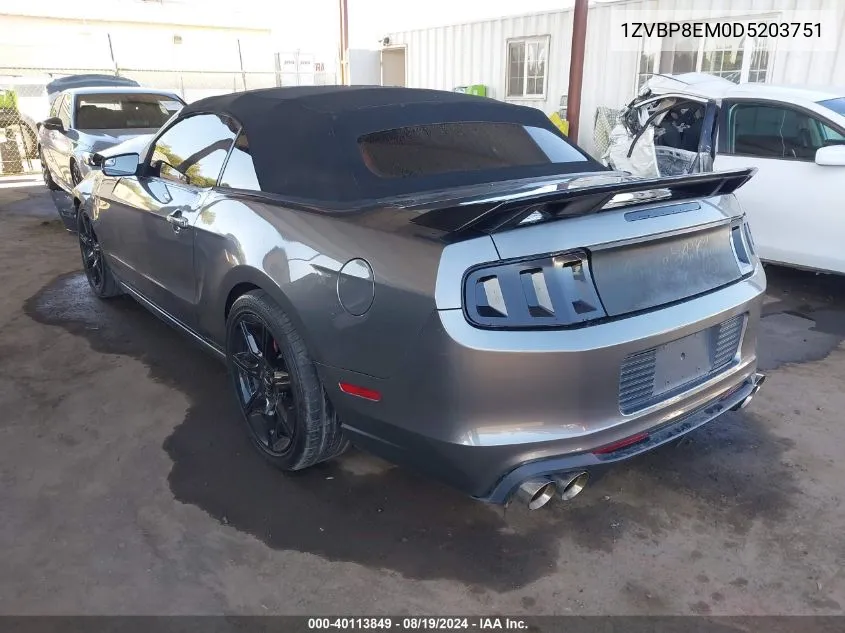 2013 Ford Mustang V6 VIN: 1ZVBP8EM0D5203751 Lot: 40113849