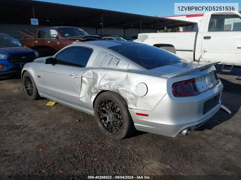 2013 Ford Mustang Gt VIN: 1ZVBP8CFXD5251536 Lot: 40268923