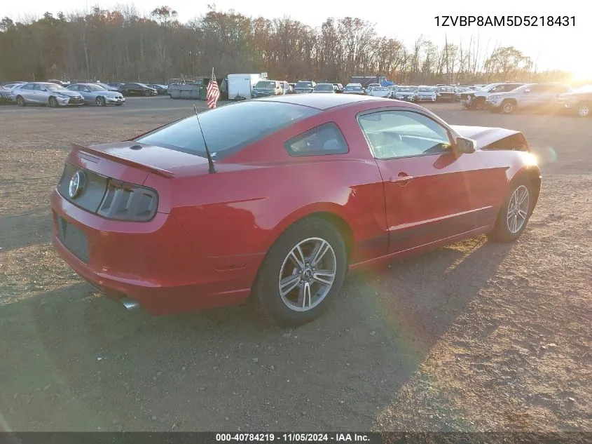 2013 Ford Mustang V6 Premium VIN: 1ZVBP8AM5D5218431 Lot: 40784219