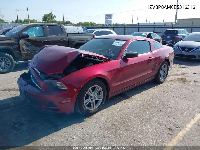 2014 Ford Mustang V6 VIN: 1ZVBP8AM0E5316316 Lot: 40045404