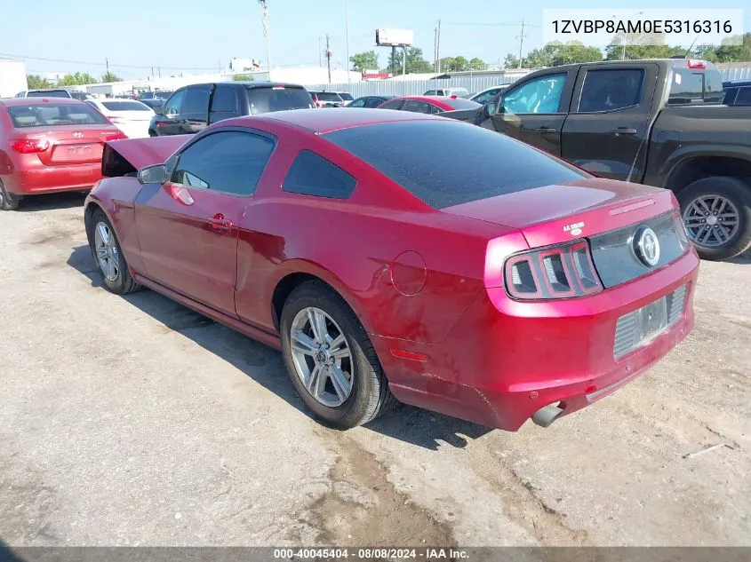 2014 Ford Mustang V6 VIN: 1ZVBP8AM0E5316316 Lot: 40045404