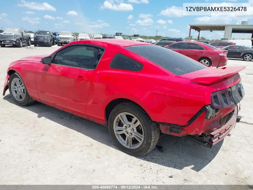 2014 Ford Mustang V6 VIN: 1ZVBP8AMXE5326478 Lot: 40086774