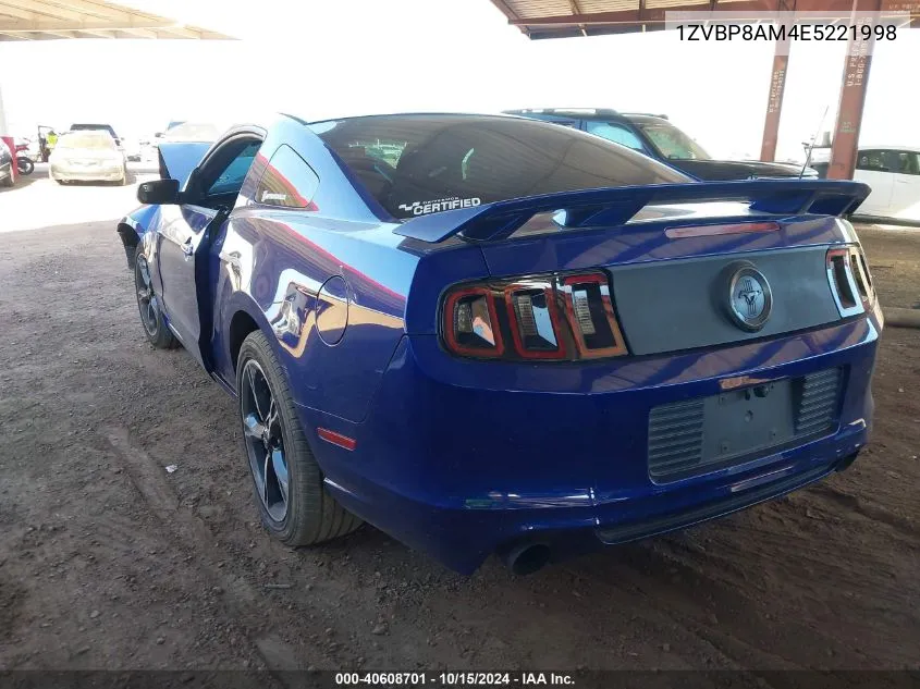 2014 Ford Mustang V6 VIN: 1ZVBP8AM4E5221998 Lot: 40608701