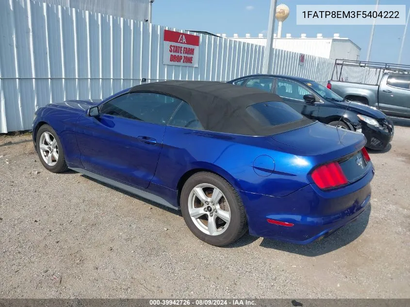 2015 Ford Mustang V6 VIN: 1FATP8EM3F5404222 Lot: 39942726