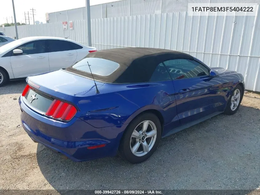 2015 Ford Mustang V6 VIN: 1FATP8EM3F5404222 Lot: 39942726