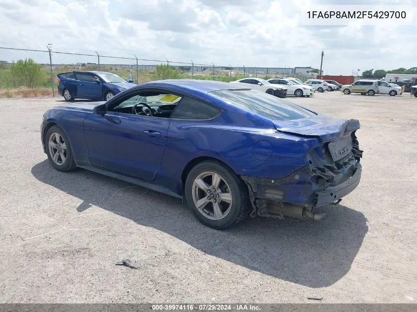 2015 Ford Mustang V6 VIN: 1FA6P8AM2F5429700 Lot: 39974116