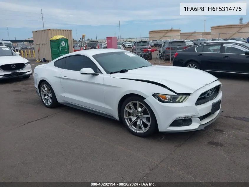 2015 Ford Mustang Ecoboost VIN: 1FA6P8TH6F5314775 Lot: 40202194