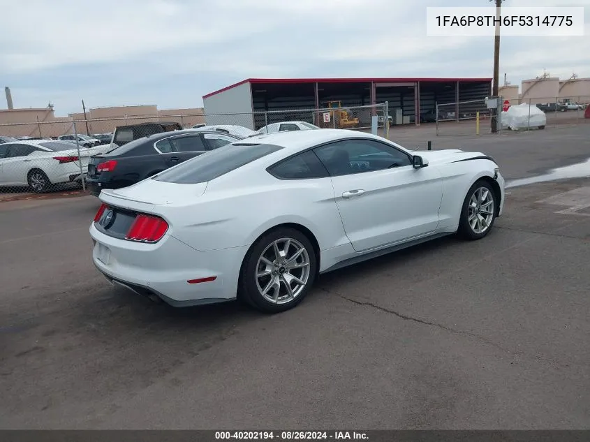 2015 Ford Mustang Ecoboost VIN: 1FA6P8TH6F5314775 Lot: 40202194