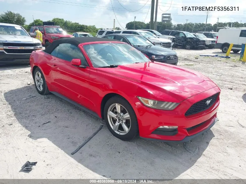 2015 Ford Mustang V6 VIN: 1FATP8EM2F5356311 Lot: 40383958