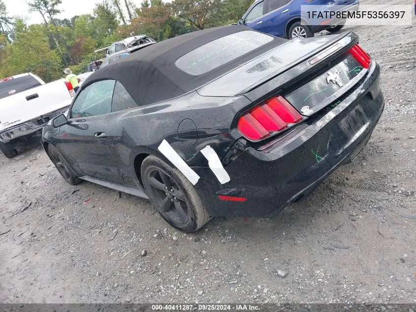 2015 Ford Mustang V6 VIN: 1FATP8EM5F5356397 Lot: 40411287