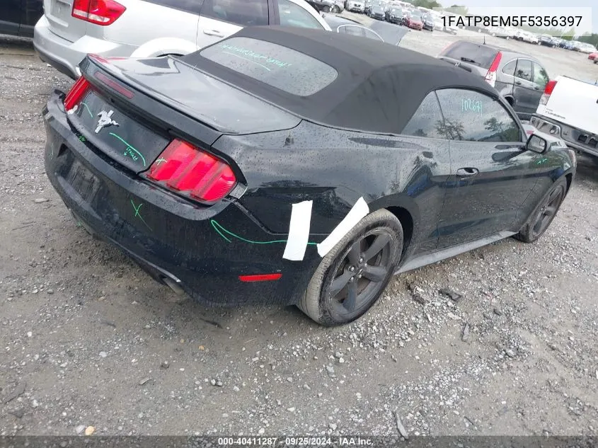 2015 Ford Mustang V6 VIN: 1FATP8EM5F5356397 Lot: 40411287