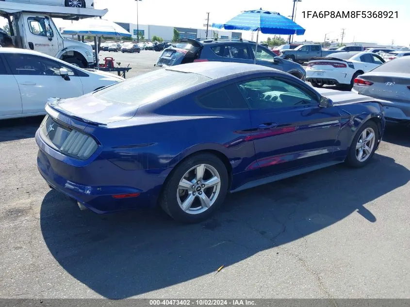 2015 Ford Mustang V6 VIN: 1FA6P8AM8F5368921 Lot: 40473402