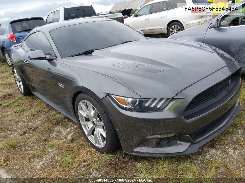 2015 Ford Mustang Gt VIN: 1FA6P8CF5F5345434 Lot: 40514589