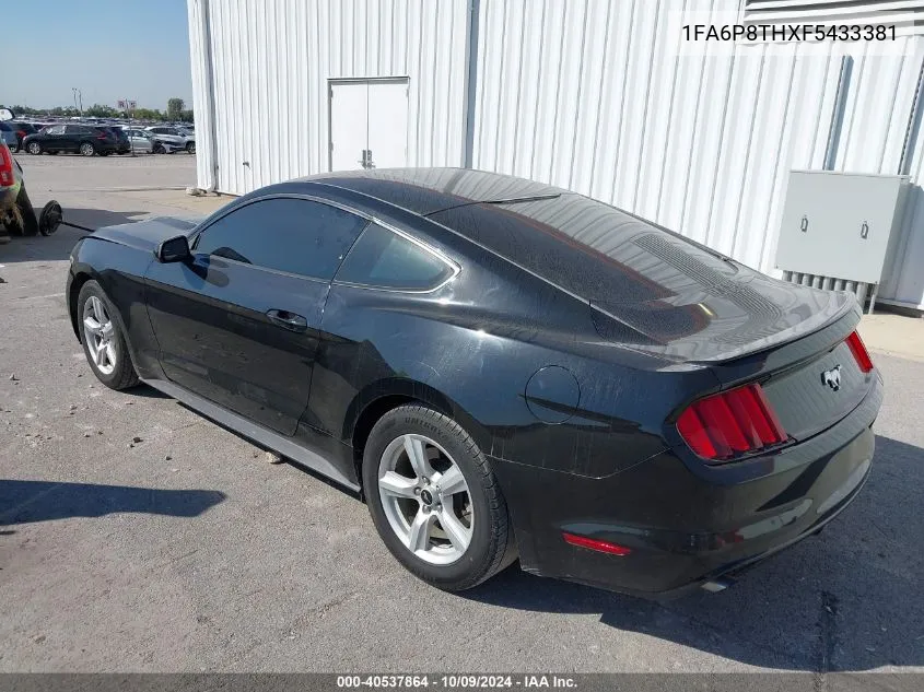 2015 Ford Mustang VIN: 1FA6P8THXF5433381 Lot: 40537864