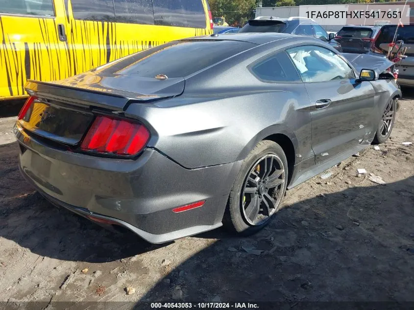 2015 Ford Mustang VIN: 1FA6P8THXF5417651 Lot: 40543053