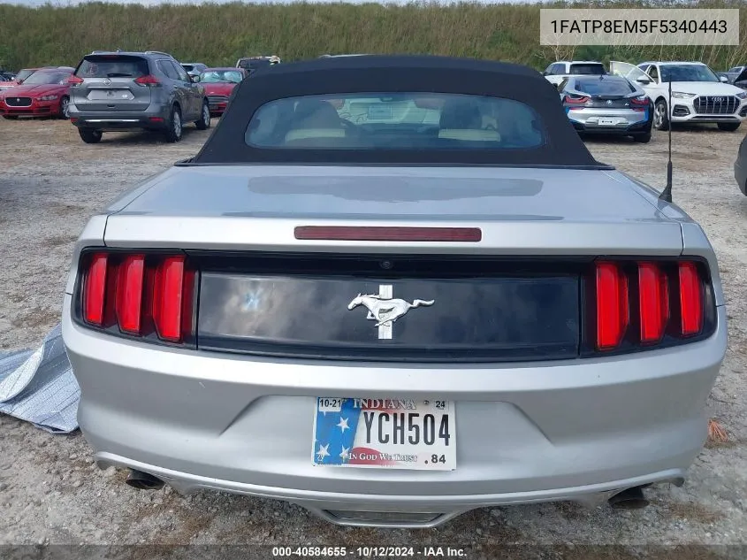 2015 Ford Mustang V6 VIN: 1FATP8EM5F5340443 Lot: 40584655