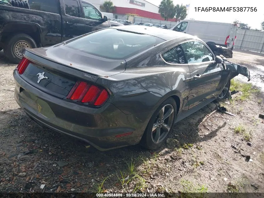 2015 Ford Mustang V6 VIN: 1FA6P8AM4F5387756 Lot: 40584889