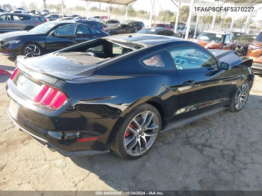 2015 Ford Mustang Gt Premium VIN: 1FA6P8CF4F5370227 Lot: 40658506