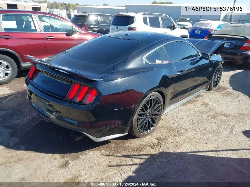 2015 Ford Mustang Gt VIN: 1FA6P8CF5F5376196 Lot: 40670680