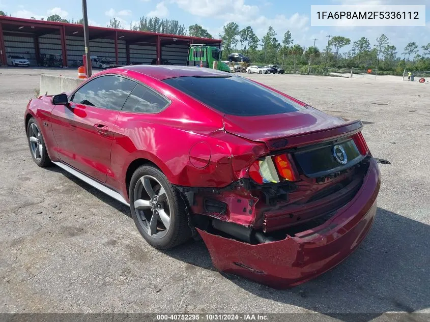 2015 Ford Mustang V6 VIN: 1FA6P8AM2F5336112 Lot: 40752295