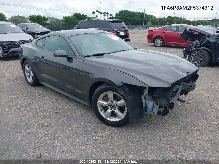 2015 Ford Mustang V6 VIN: 1FA6P8AM2F5374312 Lot: 40852155