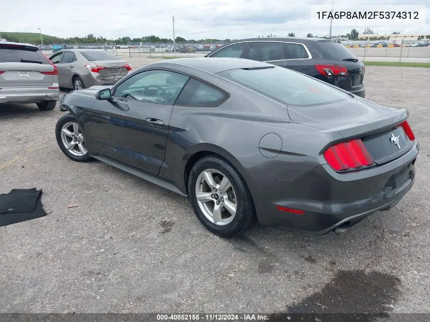 2015 Ford Mustang V6 VIN: 1FA6P8AM2F5374312 Lot: 40852155