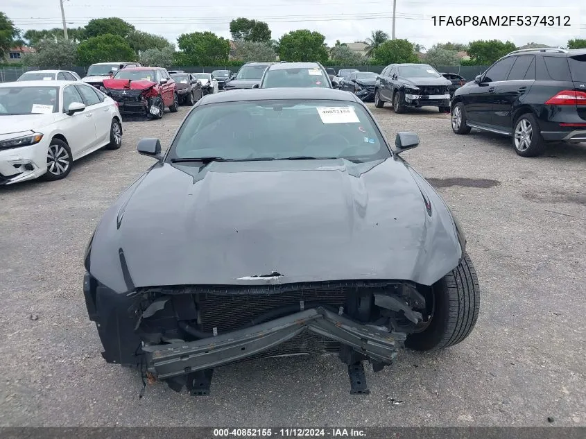 2015 Ford Mustang V6 VIN: 1FA6P8AM2F5374312 Lot: 40852155