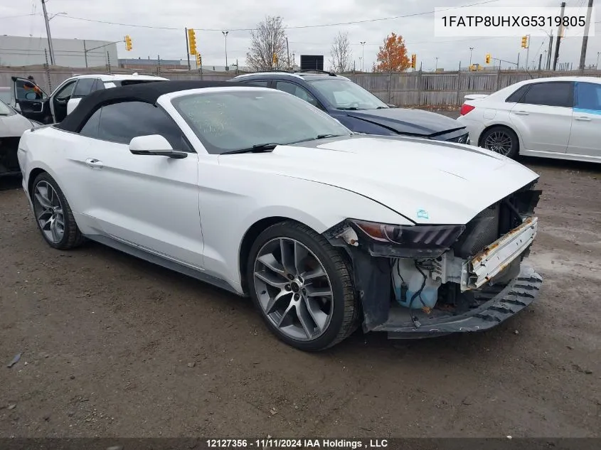 2016 Ford Mustang Ecoboost Premium VIN: 1FATP8UHXG5319805 Lot: 12127356