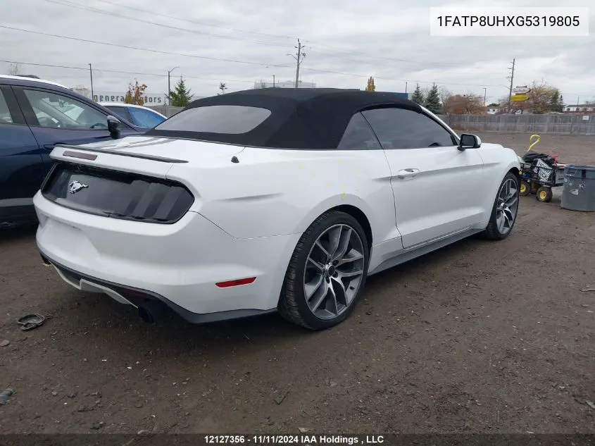 2016 Ford Mustang Ecoboost Premium VIN: 1FATP8UHXG5319805 Lot: 12127356