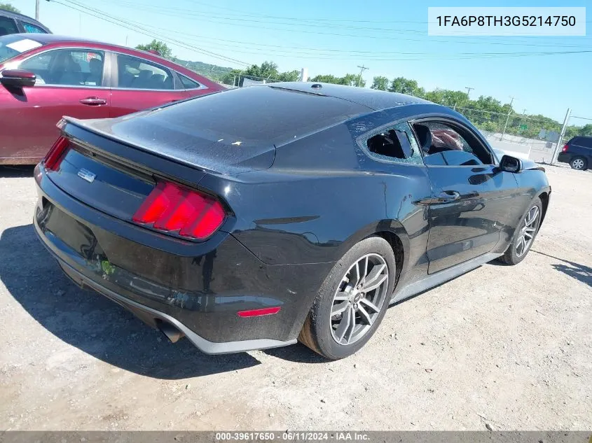 2016 Ford Mustang Ecoboost VIN: 1FA6P8TH3G5214750 Lot: 39617650