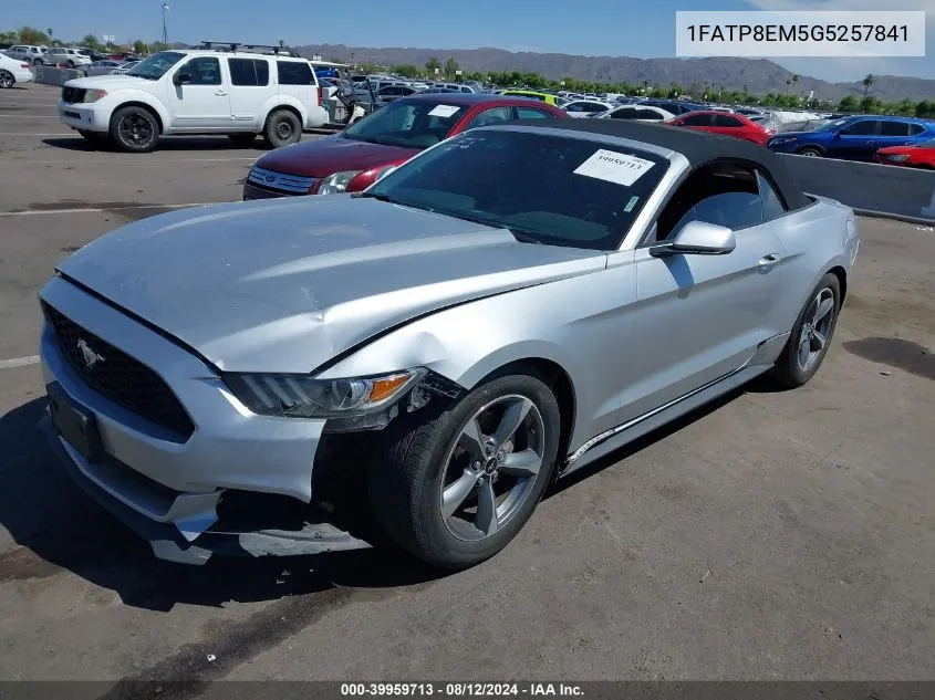 2016 Ford Mustang V6 VIN: 1FATP8EM5G5257841 Lot: 39959713