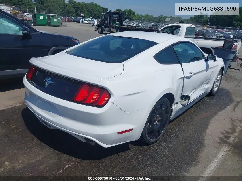 2016 Ford Mustang V6 VIN: 1FA6P8AM0G5331590 Lot: 39975010