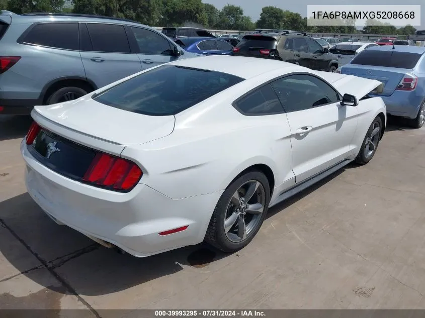 2016 Ford Mustang V6 VIN: 1FA6P8AMXG5208668 Lot: 39993295