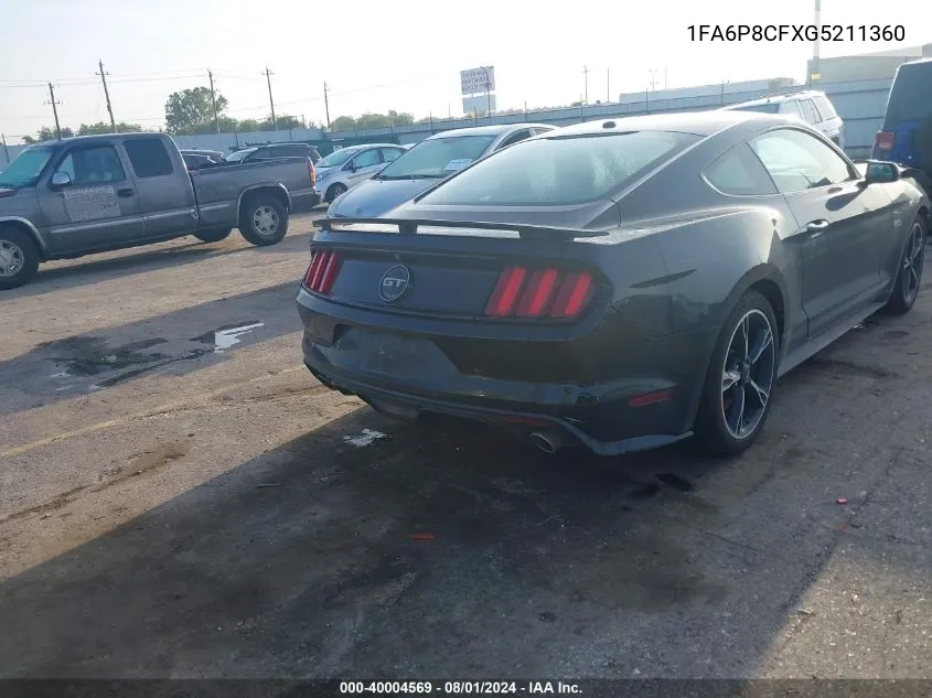 2016 Ford Mustang Gt Premium VIN: 1FA6P8CFXG5211360 Lot: 40004569