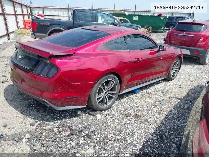 2016 Ford Mustang VIN: 1FA6P8TH2G5292713 Lot: 40139213